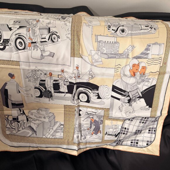 RARE VINTAGE HERMÉS Silk Scarf 70 Carre "L Élégance et le Confort en Automobile" - Picture 3 of 7